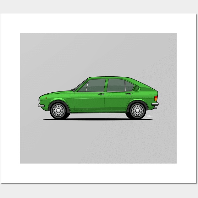 Alfasud side profile drawing - Green Wall Art by RJW Autographics